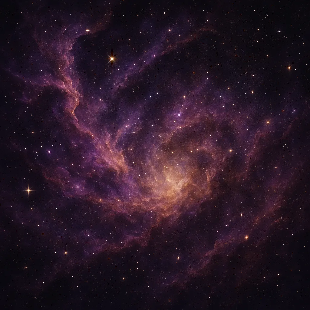 Stardust — A nebula of violet and gold dust in deep space